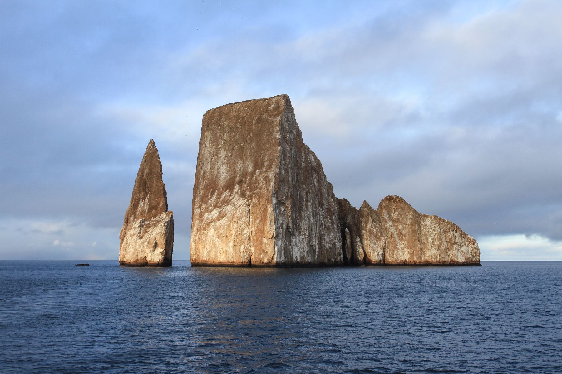 Of all the many scenic spots in the Galapagos, Kicker Rock is surely amongst the top five. You can even sail a large yacht down the narrow cleft between the rock stack and the main island!