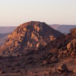 The granite peaks of Damaraland turning pink at sunset