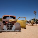 The wrecked cars at Solitaire in Namibia