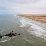 Aerial photograph of the Zeila shipwreck on the Skeleton Coast