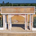 Drone view of the Gate of No Return in Ouidah on our photography tour in Benin