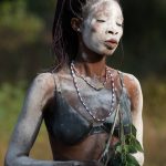 Portrait of a Voodoo princess at a trance dance in Benin