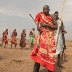 Dancing Mundari men led by the smiling Malik, one of the best dancers of all