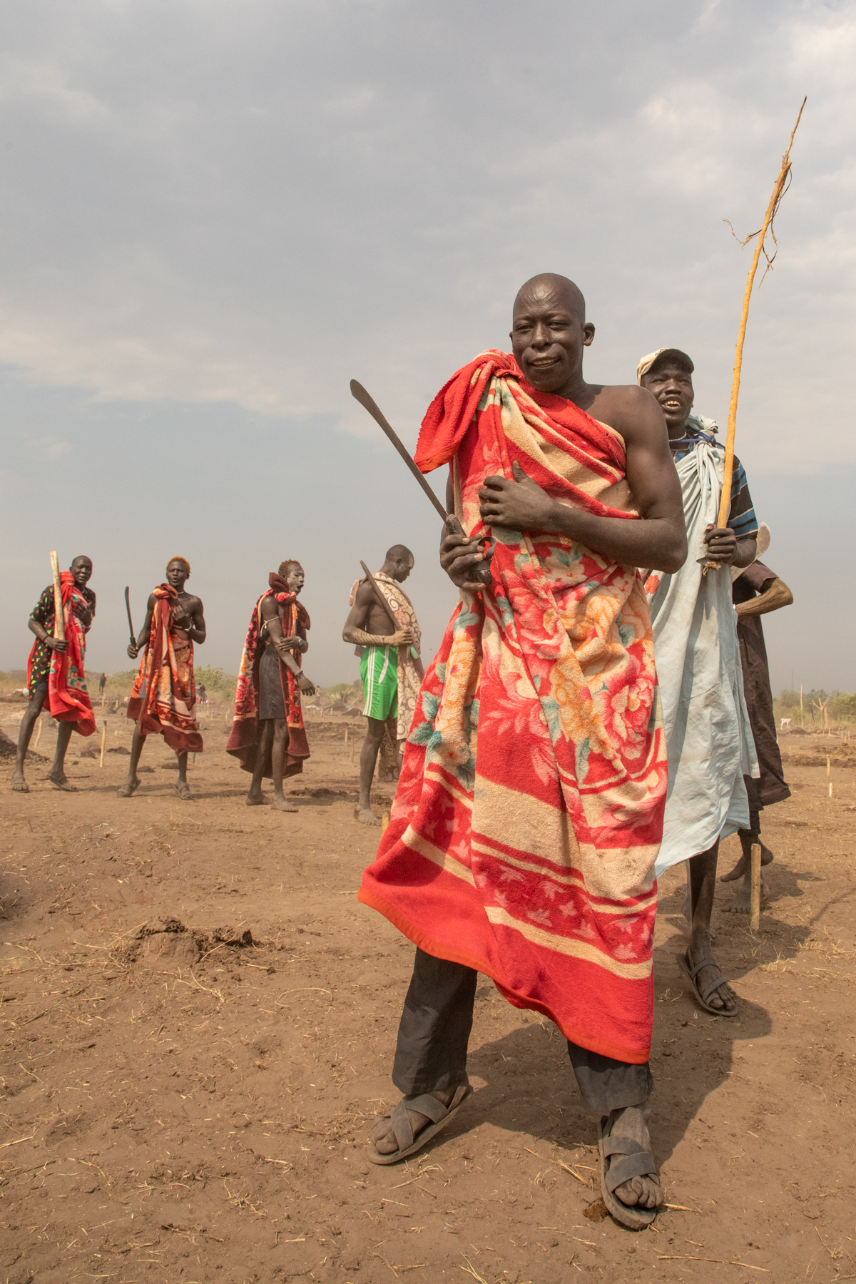 Dancing Mundari men led by the smiling Malik, one of the best dancers of all