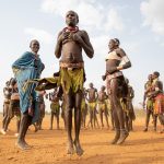 Springing into the air is a common act of dances in the Toposa people