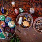 Natural dyes and paints used to make beads at Korhogo