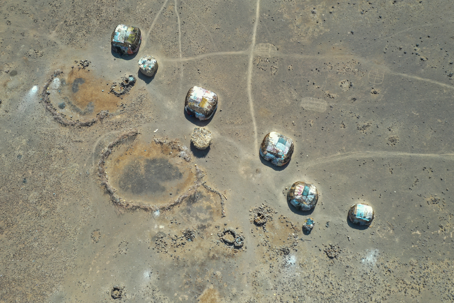 Gabra homestead from the air on our photography tour of the Chalbi Desert in northern Kenya