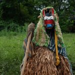 Portrait of Zehego, the chameleon masked dancer of the Yacuba people