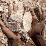 The hands of a Gabra Salt miner on our photo tour in the Chalbi Desert