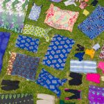 Aerial view of laundry laid out to dry near a township in Abidjan