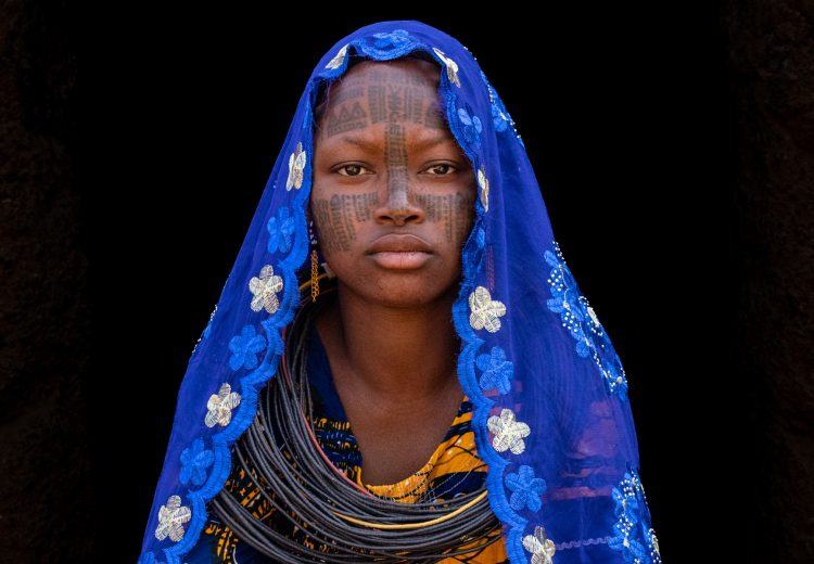 Beautiful tattooed Fulani woman in Benin