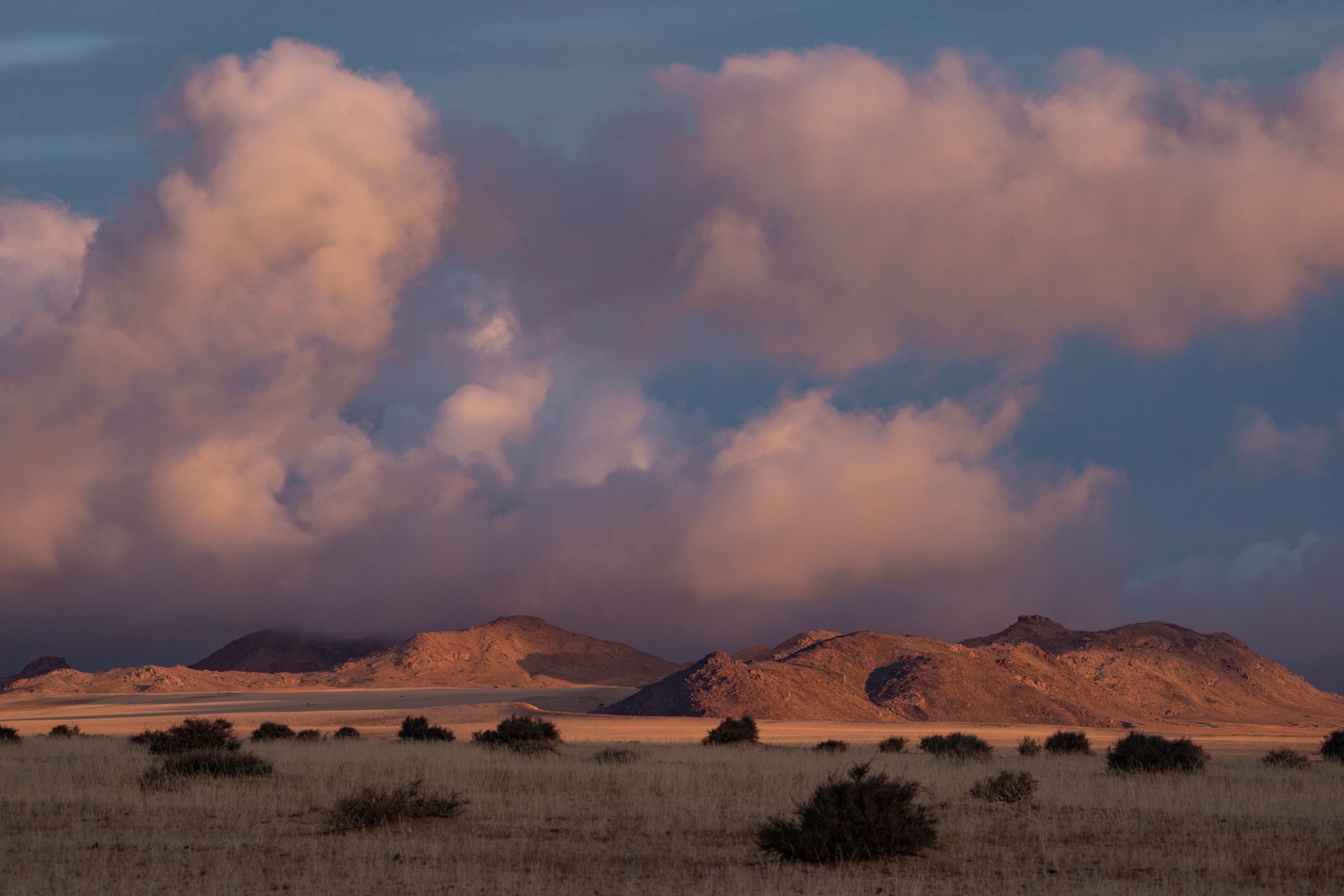 Pink clouds at dusk in the beautiful Tsau Khaeb National Park of southern Namibia