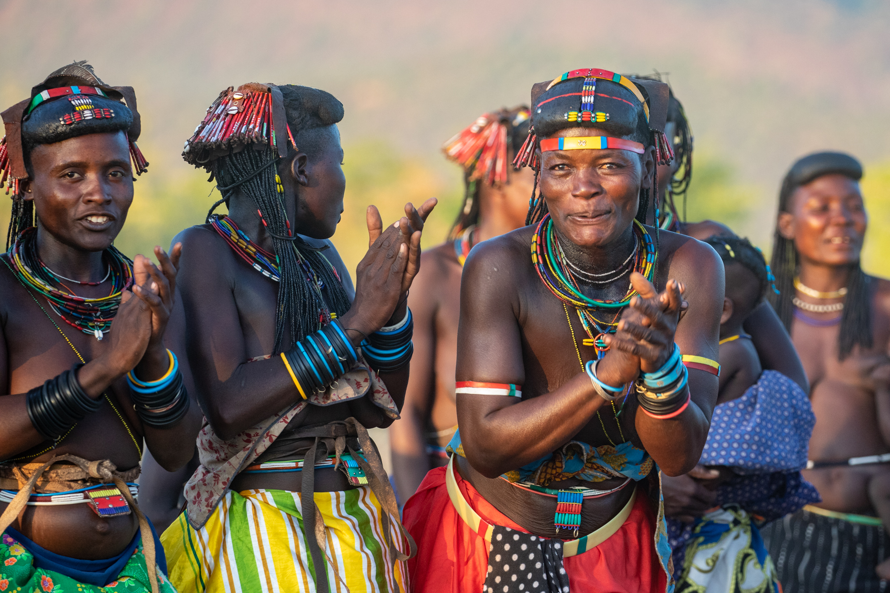 Ovahakaona women dancing at sunset in a remote village