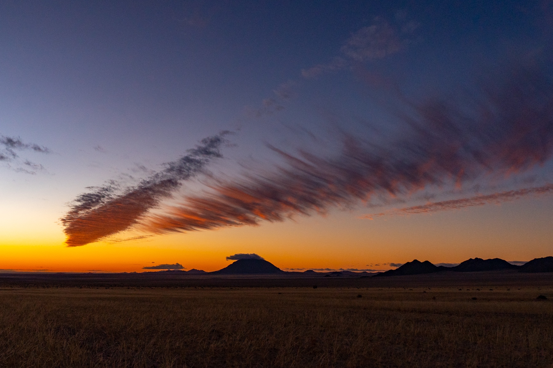 Stunning sunset in Tsau Khaeb National Park, southern Namibia on our photography tour