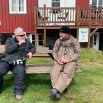 Ian and Wilo pausing between photo sessions at Flatey Hotel (image by Mike Watson)