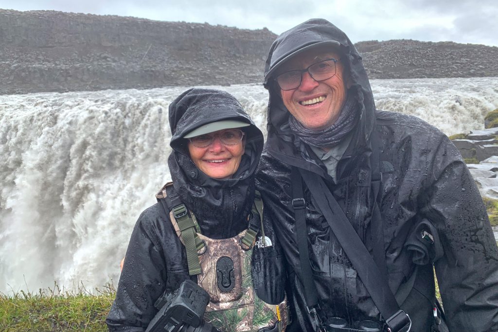 No-one minded the rain! Johanne and Michel at Dettifoss (image by Mike Watson)