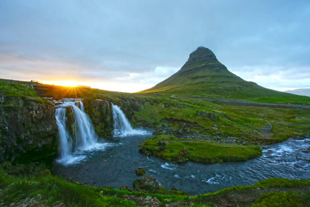 (Almost) midnight sunset at one of Iceland’s iconic landscape locations, Kirkjufell (image by Mike Watson)