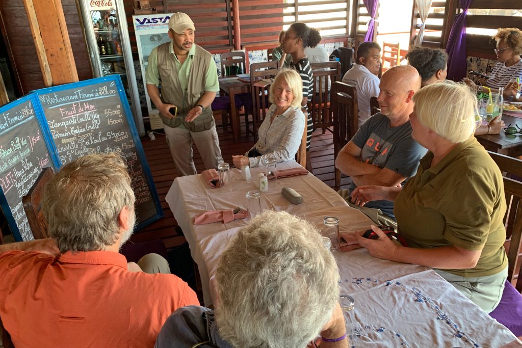 Menu explanation time in Morondava (there is always awesome seafood on the west coast!) (image by Mike Watson)