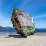The wrecked ship at New Island is now home to a nesting pair of Striated Caracaras (image by Inger Vandyke)