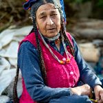 Portrait of a traditional Brokpa woman in Garkon (image by Julie-Anne Davies)
