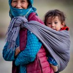 A mother and her young child, out for an evening walk in the fields of Zangla (image by Julie-Anne Davies)