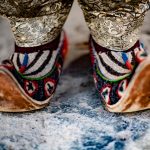 Traditional Ladakhi shoes during village celebration near Takmachik (image by Julie-Anne Davies)