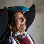 Yangdul, from Takmachik, in her gorgeous traditional turquoise Perak and Ladakhi dress (image by Julie-Anne Davies)