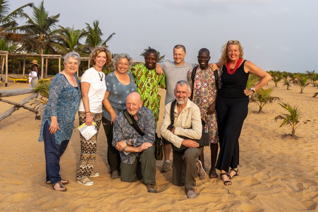 What a fantastic group of people to share our action packed tour of Benin. On our last night we enjoyed a sunset dinner on the beach (image by Inger Vandyke)