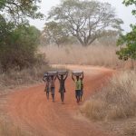 A group of Otamari children carrying water in the Atacora mountains of northern Benin (image by Inger Vandyke)