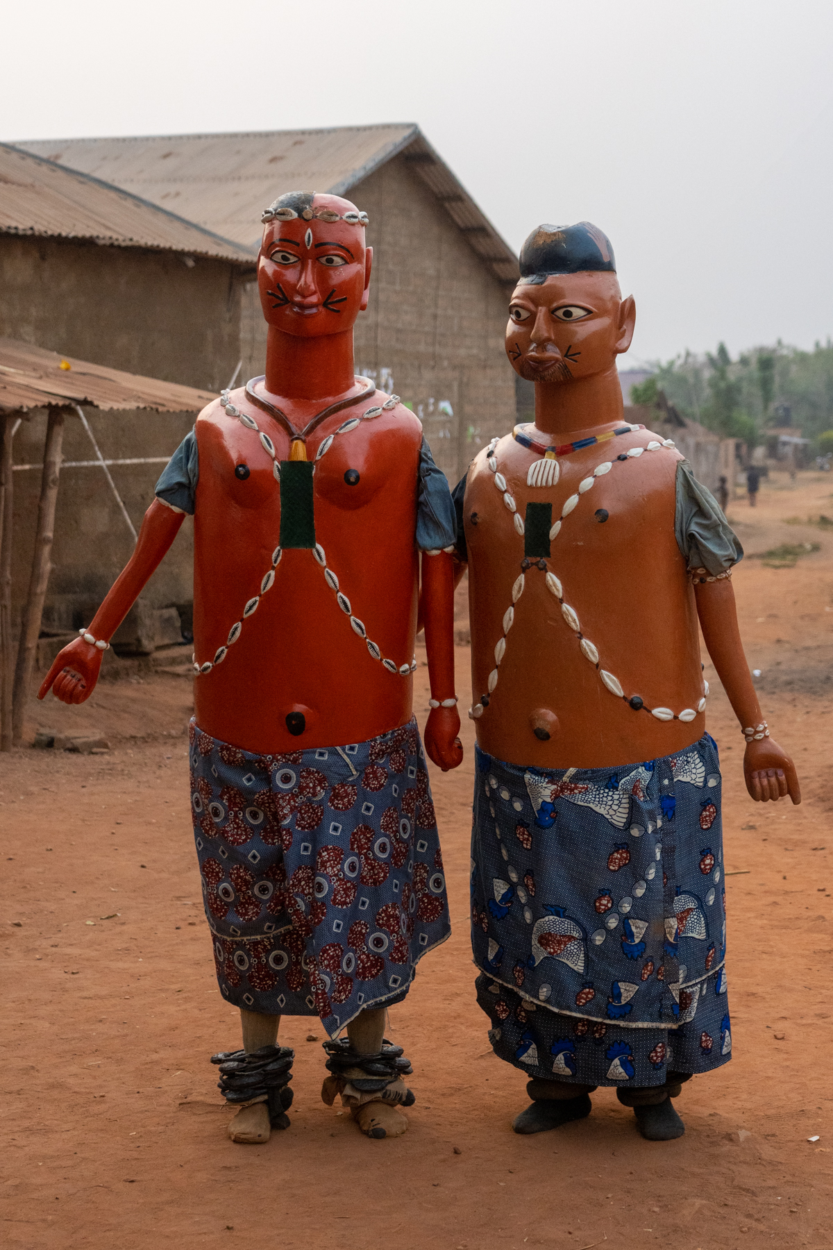 The gigantic 'orange men' of the Guèlèdè ceremony (image by Inger Vandyke)