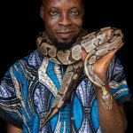 Portrait of the key handler at Benin's temple of pythons in Ouidah (image by Inger Vandyke)