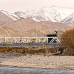 Choglamsar bridge, covered in prayer flags (image by Mike Watson)