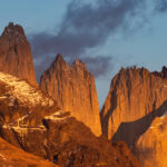 The granite towers of Torres del Paine glow in the first morning light (image by Bernd Rohrschneider)