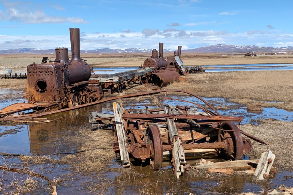 Last Train to Nowhere, iconic Gold Rush artefact at Nome (Image by Mike Watson)