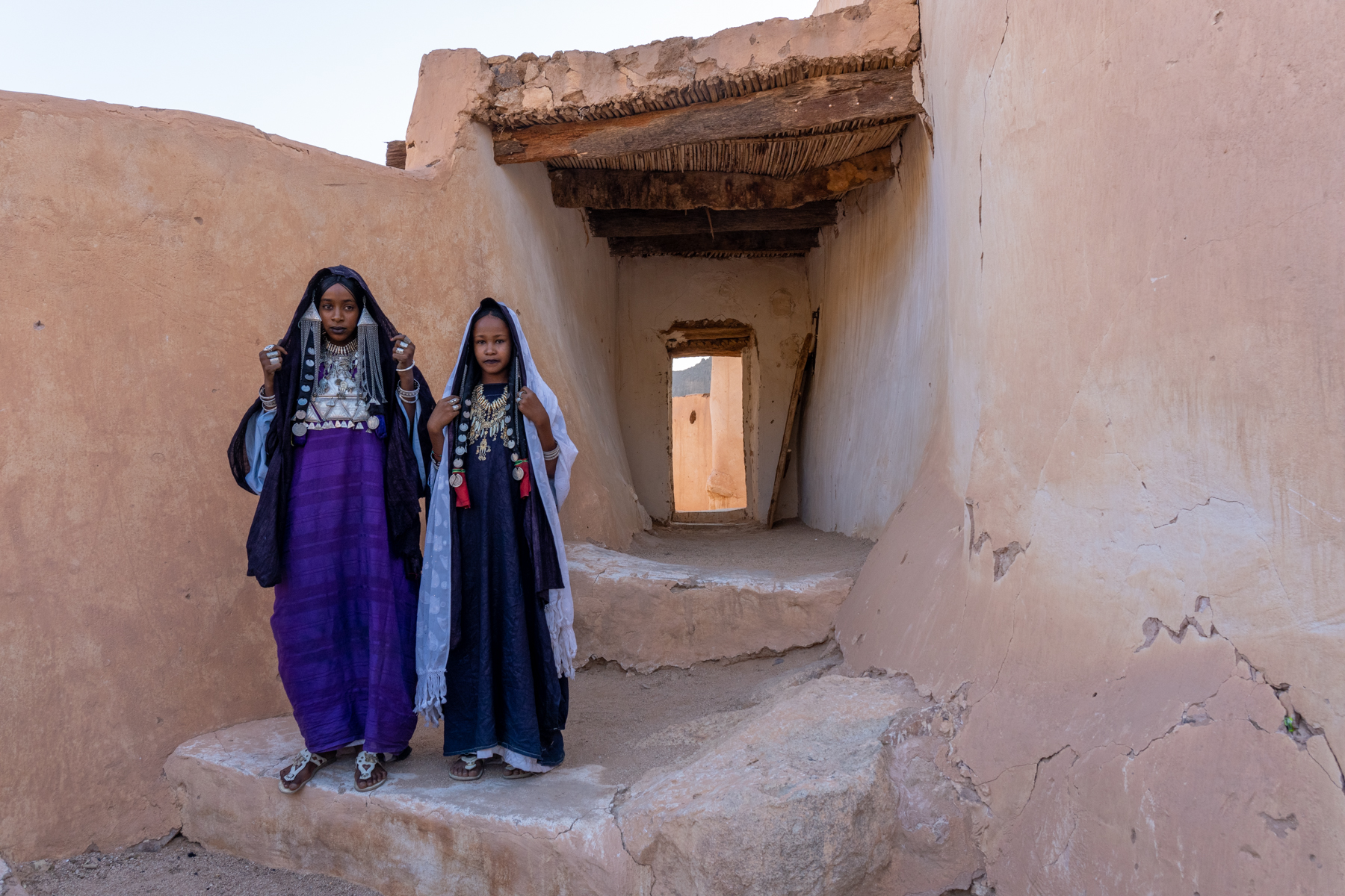 Beautiful young Tuareg girls dressed up in traditional clothes for the celebration of Sabiba (image by Inger Vandyke)