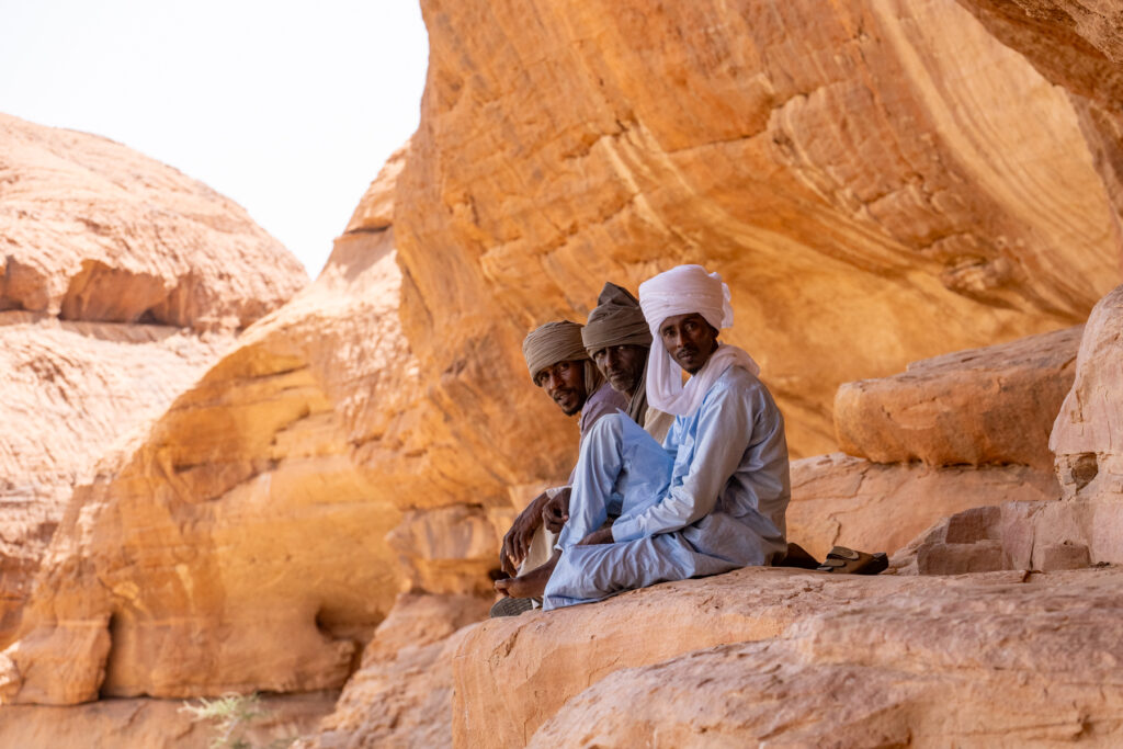 Our Chadian team at the rock art site of Turkeï in the Ennedi (image by Inger Vandyke)