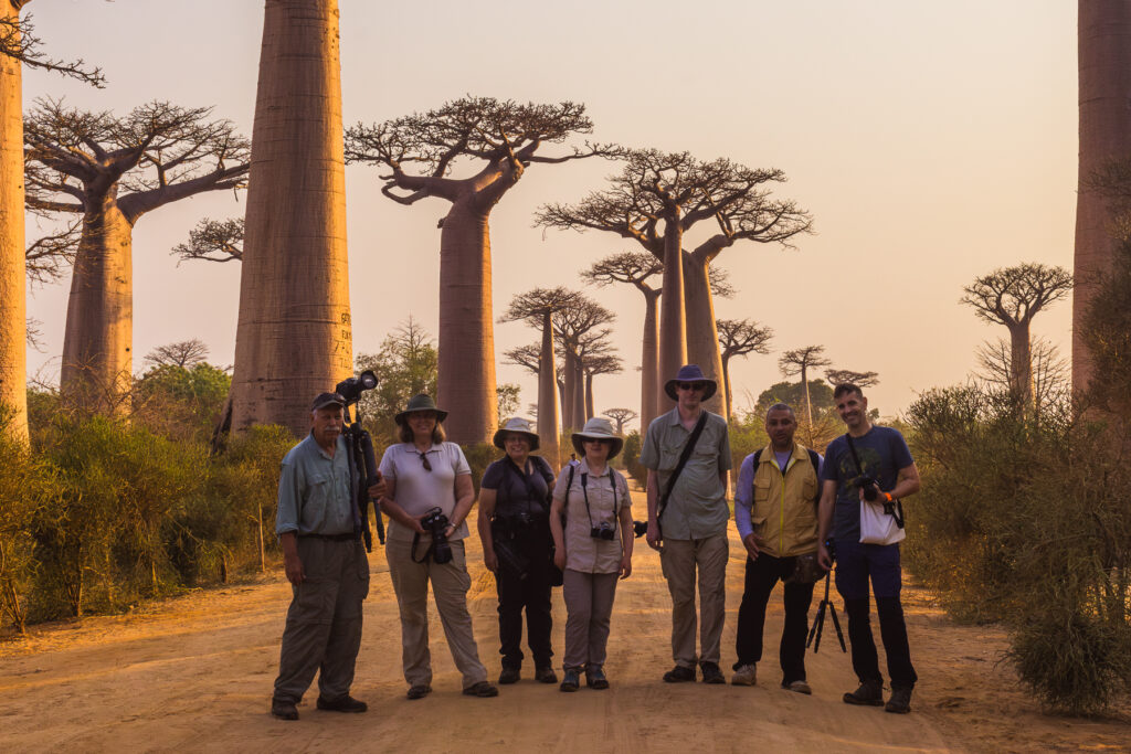 The dawn photographers after our sunset morning shoot at Madagascar's famous Avenue of the Baobabs (image by Virginia Wilde)