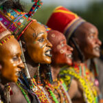 A group of young Wodaabe men singing at the Gerewol festival (image by Inger Vandyke)