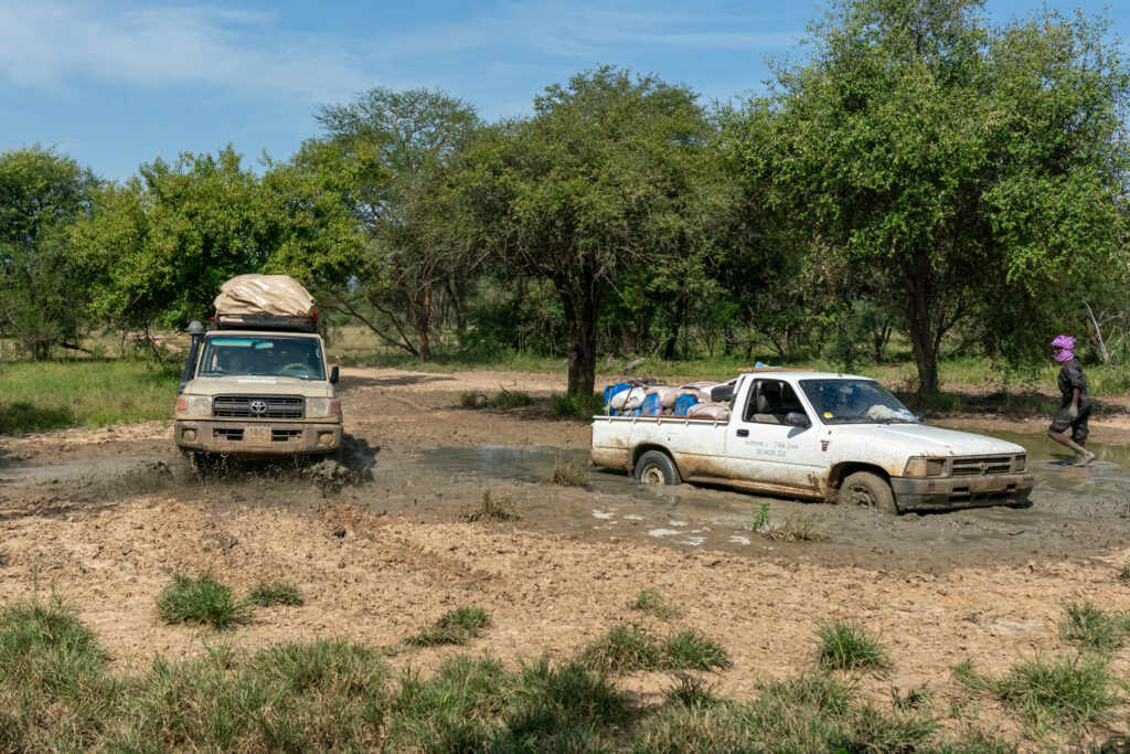 Our support team bogged in mud in southern Chad (image by Inger Vandyke)
