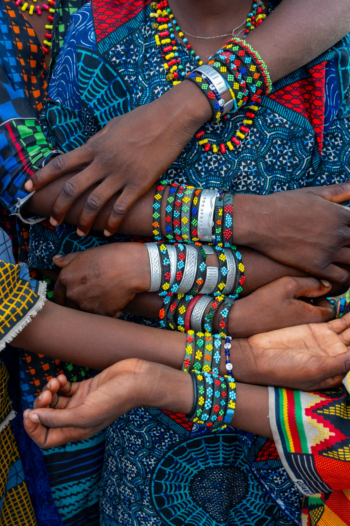 Beautiful beaded and aluminium bracelets worn by Wodaabe girls at the Gerewol (image by Inger Vandyke)