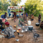A Wodaabe family preparing dinner at their Wuro, or nomadic home (image by Inger Vandyke)