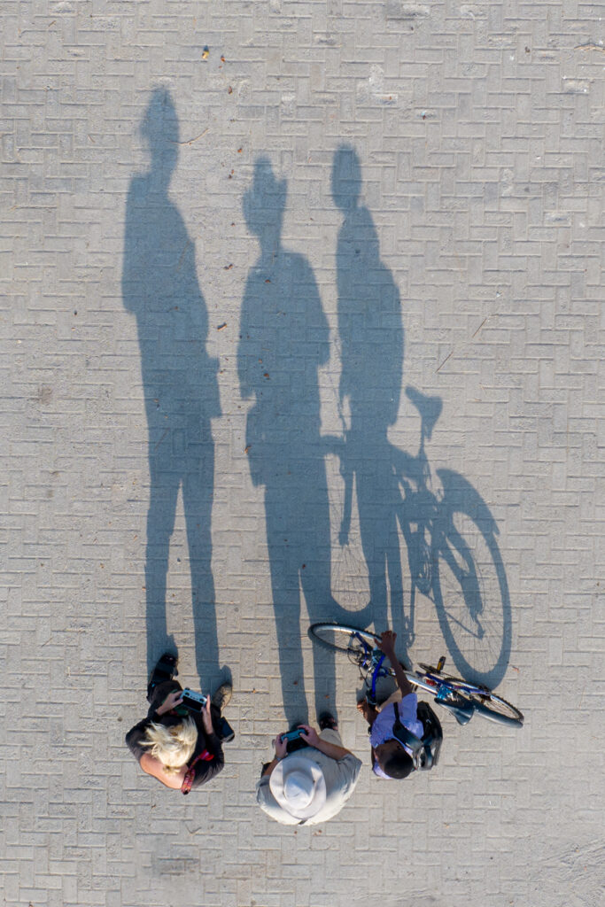 The drone pilots and their shadows on tour in Ghana (image by Inger Vandyke)