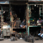 Traditional stores selling motor parts in Dhaka (image by Inger Vandyke)