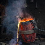 Pouring molten metal to create a new ship propeller (image by Inger Vandyke)