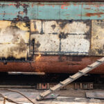 A welder fixes the superstructure of a large ship, unable to see who might be outside. Ship breaking is one of the most hazardous industries in the world (image by Inger Vandyke)