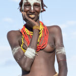 A beautiful young Dassanech woman painted to celebrate Micha (image by Inger Vandyke)