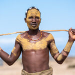 A Dassanech elder painted for the Micha ceremony (image by Inger Vandyke)
