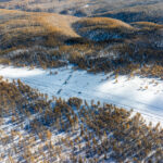 Aerial view of the large Ovoo site on a mountain pass in Mongolia's Darkhad Depression (image by Inger Vandyke)