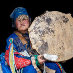 Portrait of Tsegtseg, the only female shaman in Mongolia's eastern Taiga (image by Inger Vandyke)