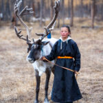 Even young Tsaatan girls are tasked with herding reindeer (image by Inger Vandyke)